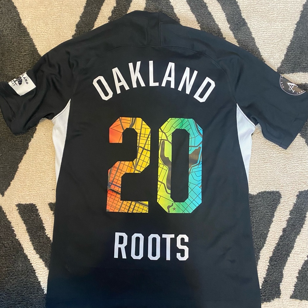 One of the very hard to find Oakland roots Nike jerseys NWT.